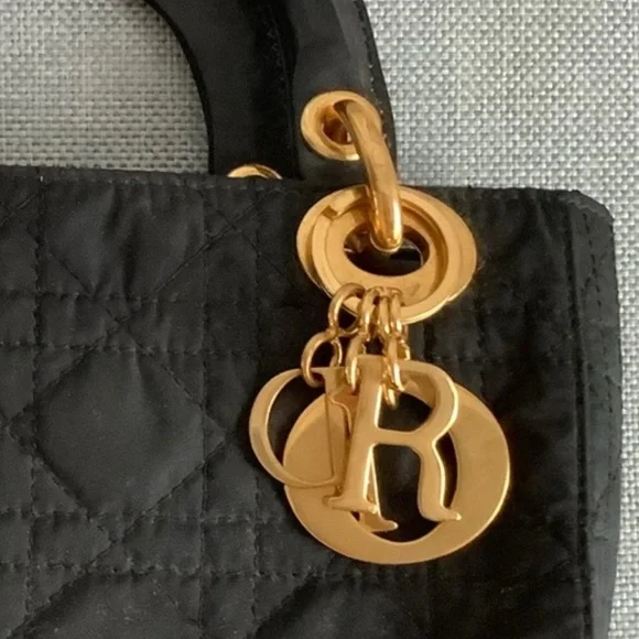 Auth Christian Dior Mini LADY DIOR Black & Gold vintage bag - Picture 10 of 12